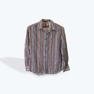 Robert Graham Mens 2XL Classic Fit Striped Button Down Shirt Wisdom Truth